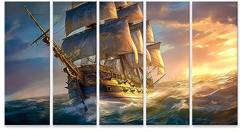 islandburner Bild auf Leinwand Historisches Segelschiff See Bilder Wandbilder Poster JEMD-5P