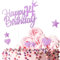 Personalised Happy 14th Birthday Cake Toppers Birthday Cake Decorations Pink for Baby Girls, Double Sided Glitter Cupcake Topper Cake Topper Kit for Girls 14 Years Birthday Party Cake Décor Supplies