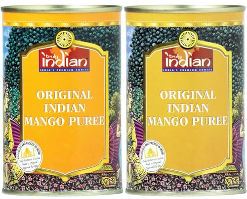 Truly Indian Mango-Püree - Indisches, gezuckertes Obst-Püree für Desserts und Saucen - 1 x 450 g 19375 (Packung mit 2)
