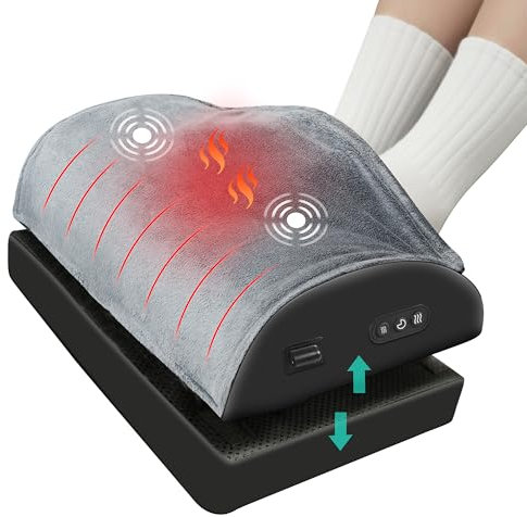 Snailax Fußstütze unter dem Schreibtisch bei der Arbeit, ergonomische Schreibtisch-Fußstütze mit Vibrationsmassage und einstellbarer Höhe, Fußwärmer mit Tasche, Office Home Gaming
