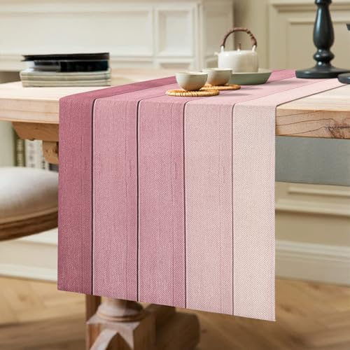 Tischläufer Modern Tischläufer Frühling Modern Leinen Tischläufer Rosa Fleckschutz Abwaschbar Als Garten-Tischdecke Outdoor für Esstisch für Hochzeiten Valentinstag Geburtstag Dekoration 40 x 140 cm