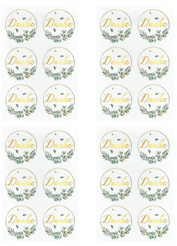 Oblique Unique® Sticker Set Danke goldfarbenen schimmernd Deko Verzierung Aufkleber für Geschenke Karten zum Basteln Kommunion Jugendweihe Konfirmation Hochzeit Taufe