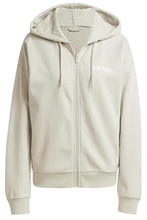 adidas Damen Essentials LINEAR Full Zip French Terry Hoodie, Wonder Alumina/White, L