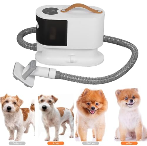 Kit D'aspiration pour le Toilettage des Animaux de Compagnie pour la Mue et le Toilettage, Aspirateur Tondeuse à Faible Bruit pour Chien avec Bac à Poussière 2L pour Chiens, Chats