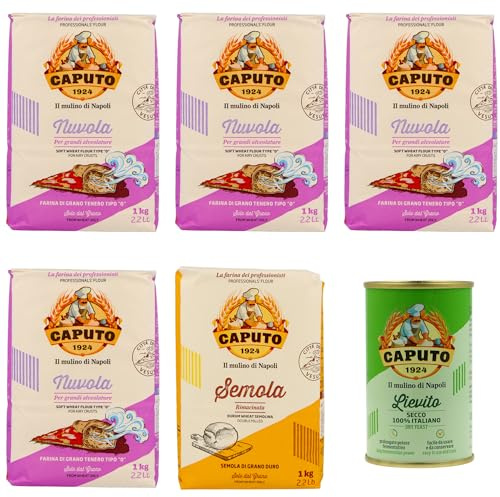 Caputo Pizza-Set - 4x1kg Nuvola - 1x1kg Semola - 100g Trockenhefe (Nuvola)