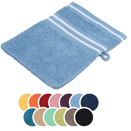liebling Waschhandschuh Baumwolle, Serie Santos, 500 gr. / m², 16 x 21 cm, Ökotex, 60 Grad, saugstark, schnelltrocknend, Farbe: blau