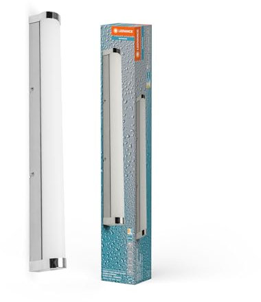 LEDVANCE ORBIS Tube Spiegel-/Wandleuchte mit LED, gefrostetes Glas/Chrom, 12W, 1200lm, dimmbar, 3000/4000K über Wandschalter einstellbar, 60cm Durchmesser, IP44 Schutz vor Fremdkörpern/Spritzwasser