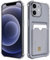 DEVASO Coque pour iPhone 12 avec Porte Cartes, Souple TPU Silicone Transparente Protection de la Caméra Étui Portefeuille Lentille Anti-Rayures Carte Housse, Noir