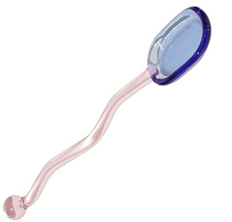 Heat Resistant Glass Spoons, Glass Stirring Spoons, Transparent Coffee Dessert Stirring Spoon, Creative Glass Milk Spoons(Blue&Pink)
