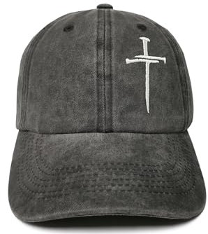 ZKFE Jesus 3 Nagel Kreuz Hut, Geschenke für Geburtstag Weihnachten Drei Nägel Kreuz Baseballkappe für Männer Frauen, gewaschene schwarze christliche Hüte, Three Nails Cross (Washed Black),