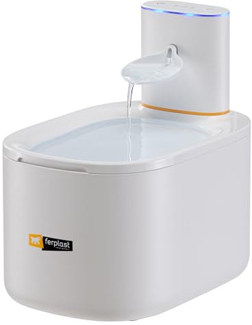 Ferplast Fontaine a Eau Chat Astra Fontaine à Eau pour Chat, Distributeur d'eau pour Chat Rechargeable avec Capteur de Mouvement, 3 L, Filtre à Trois Étapes, USB-C Inclus