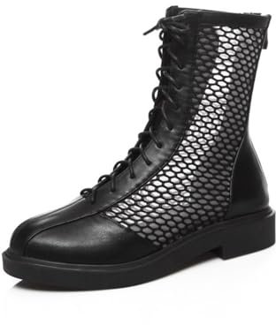 Stivali Moda da Donna Sandali Gladiatore in Rete con Lacci da 3,5 cm Stivali Corti Estivi da Donna Stivali con Sandalo con Tacco Basso con Cerniera Posteriore