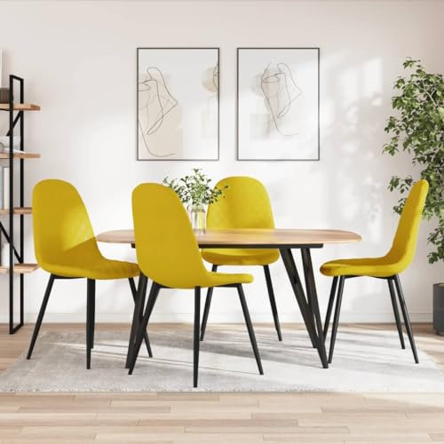 Myheimly Esszimmerstuhl Küchenstuhl Wohnzimmerstuhl Stuhl Polsterstuhl Samt Senfgelb,4 pz