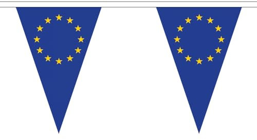 Wimpelkette mit EU-Flagge, 20 m, dreieckig, groß, 54 Flaggen FlagSuperstore