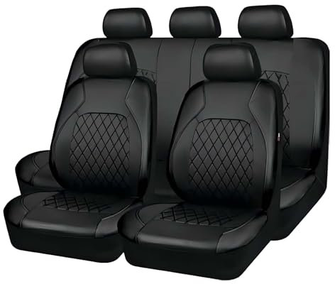 Auto Sitzbezüge für BMW Serie 3 320 2013-2018, Leder Sitzschoner Vorne und Hinten Sitzbezügesets Anti Rutsch Komfortabel Leicht Reinigen Zubehör,A/9pcs Set Black
