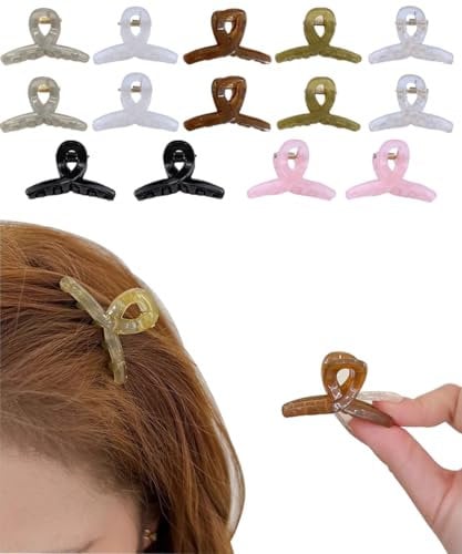 UCLEVER Clips de Pelo, 14 Piezas Pinza Hair Claw con Resorte Fuerte para Pelo Abundante Largo Grueso Fino Rizado Antideslisante Clásico