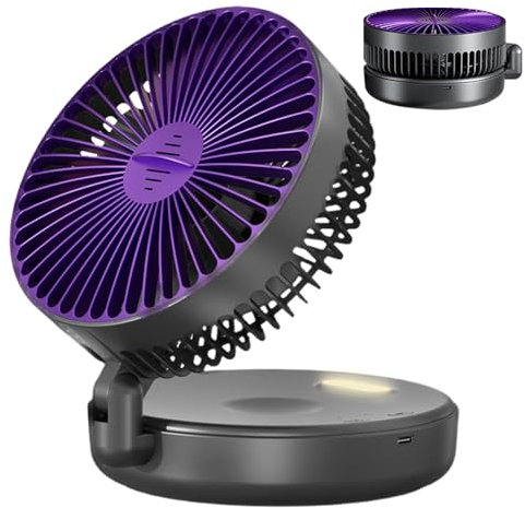 Desk Fan Rechargeable - Air Circulator Fan | Strong Airflow Table Fans | Air Circulator | Quiet Desk with Aromatherapy Box | 5 Speeds Rechargeable Foldable Blower with Timer And Night Light F