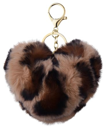 Porte-Clés En Peluche Avec Imprimé Léopard En Forme De Cœur Pour Clés De Voiture Accessoires De Sac En Forme De Guépard