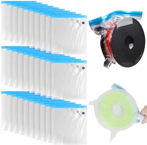 GBKDQQ 30Pcs 3D Drucker Filament Vakuumbeutel Kit, 30x34cm Filament Aufbewahrung Beutel, Transparente Wiederverwendbare Aufbewahrungsbeutel für 3d Drucker Filament, Ohne Pumpe Inklusive