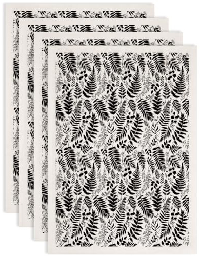 SUPERDANT 4PCS Ferns Underglaze Transfers for Pottery Plants Nature Theme Transfer Stickers Ceramic Decals Black Underglaze Transfers Paper for Porcelain Overglaze Enamel Clay Decal Gifts 52x37cm
