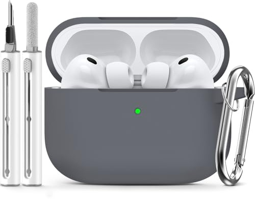 Inesore Compatible with AirPods Pro 3 Hülle with Cleaning Kit, Silicone Protective Case Cover for Apple Air Pods Pro 3rd (2025), Unisex Design - Grey