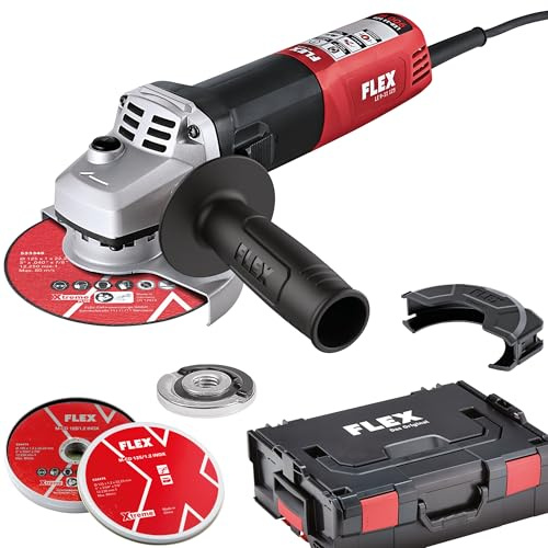 Flex Winkelschleifer LE 9-11 125 L-BOXX + Trennscheibe M-CD 125/1.2 INOX (rot, mit Trennscheiben und Schnellspannmutter, 900 Watt Winkelschleifer, 125 mm, geeignet zum Schneiden von Metall) 535937