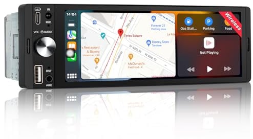 LEROAADZ 1 Din Autoradio mit Bildschirm Kompatibel mit Wireless CarPlay & Android Auto, 6,28 Zoll 1Din Car Radio with Carplay Display, Bluetooth, AM/FM RDS, USB/Typ-C, Aux-Eingang, Mirror Link