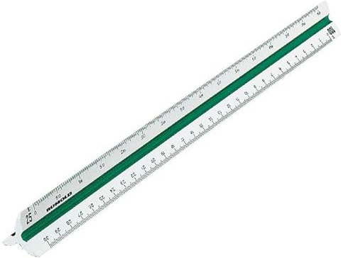 Rumold 240.306 Hochwertiger Dreikantmaßstab mit Präzisionsteilungen, Weiß, ISO-Tlg., 30cm Länge