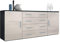 Vladon Sideboard Faro V2, Made in Germany, Kommode mit 2 Türen und 4 Schubladen, Schwarz matt/Sandgrau Hochglanz (166 x 72 x 35 cm)