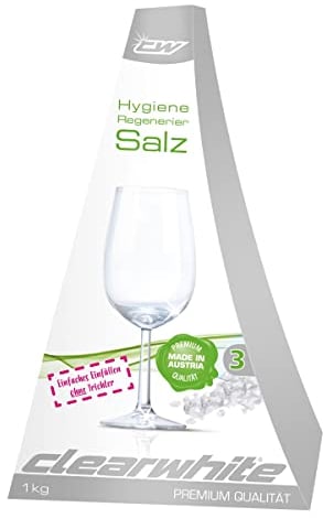 Clearwhite Hygiene-Regeneriersalz 1kg Dosierpyramide. Wasserenthärter, Maschinenschutz - für EIN perfektes Spülergebnis.
