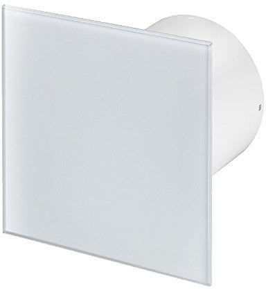 Armar Trading LTD Bathroom Extractor Fan 125mm / 5 with Non Return Valve/Backdraft Shutter Kitchen Ventilator with Modern Front Panel (125mm Silent Fan with Pull Cord Switch, Glass White/PTG)