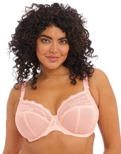 ELOMI Damen Women's Charley Bra: Stretch Lace & Mesh, Racerback Option. Low Uk jj, Us Sizes D-n Plunge-BH, Rosa (Ballet Pink), 85DD