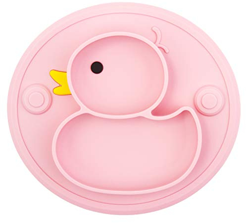 Assiettes en silicone pour bébés, enfants en bas âge et enfants, 100% sans BPA et approuvées par la FDA, aspiration forte à la table, lave-vaisselle et au micro-ondes