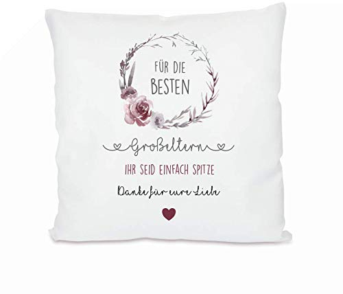 Kissen mit Spruch „Für die besten Großeltern …” I zum Kuscheln und als Deko I liebevolles Geschenk als Dankeschön, zum Geburtstag, zu Weihnachten und Anderen Anlässen