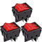 CLDIY DPST 4 pin 2 posizioni on/off, luce LED rossa illuminata barca, interruttore a bilanciere rosso AC16A / 125V 16A / 250V 3 pezzi