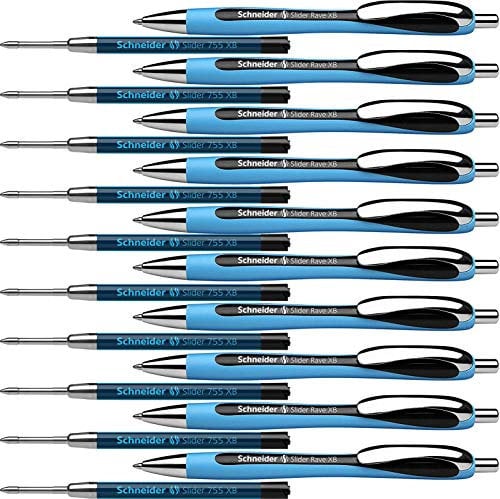 Schneider Slider Rave XB Kugelschreiber ECO Pack (schwarz, 10 Stück + Ersatzminen)
