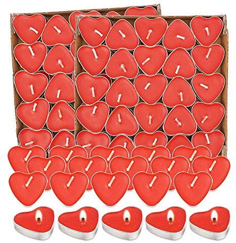 Kerzensets 100 Liebe Herz ,Teelichter Rot Rauchfreie, Herzform Romantische Kerzens,Kerzen Deko Für Valentinstag, Vorschlag, Hochzeit,JubiläUm, Verlobung, Geburtstag,Weihnachten,Romantische Geschenke