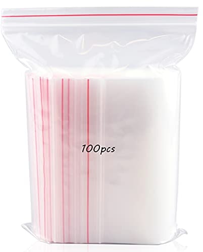 Grip Seal Bag 15 * 22cm, 100pcs Sealable Plastic Transparent Bags Thicker and Durable, Press-sealed Bag for Kitchen Storage, Small Objects Storage and Other Storage Bags