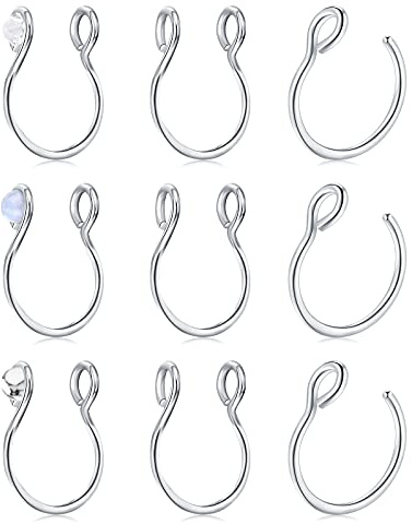 Funseedrr 9stk Fake Nasenpiercing Nasenring Set C Form Chirurgenstahl Kein Piercing Septum Nase Ring