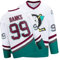 Mighty Ducks Jersey, 96 Conway Jersey, 99 Banks Jersey, Movie Ice Hockey Jersey, Broidery Letters and Numbers Green/White/Black, Weiß99, XX-Large