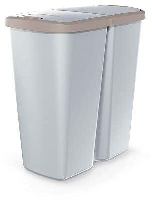 KEDEN Poubelle avec 2 couvercles indépendants 45L Compacta Q duo 48X28X51 cm