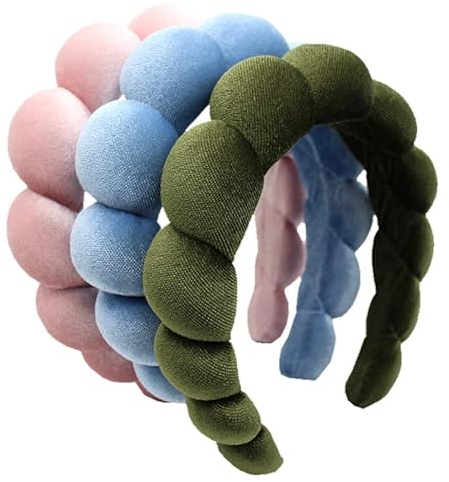 3 Stück Weiches Saugfähiges Haarband, Rutschfest für Hautpflege, Geschwollenes Spa Stirnband, Schwamm Frottee Stoff für Dusche, Damen