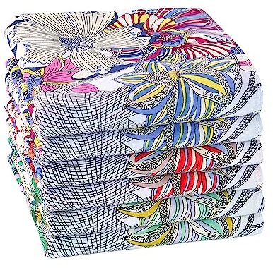 HOULIFE Damen Taschentücher – Blumentaschentücher, Stofftaschentücher Damen, Taschentuch Stoff aus Reiner 60S Gekämmte Baumwolle für Alltagsgebrauch Hochzeit, 45x45cm, 6/12 Stücke