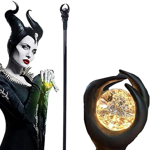 SINSEN Halloween LED Licht Maleficent Zauberstäbe Zauberer Zepter Zauberstab Cosplay Maleficent Stab Glühender grüner Lichtstab Halloween Cosplay Requisiten