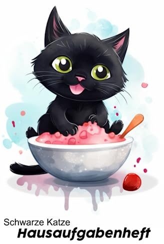 Schwarze Katze Hausaufgabenheft: Einfaches und übersichtliches Hausaufgabenheft für Katzen Liebhaber