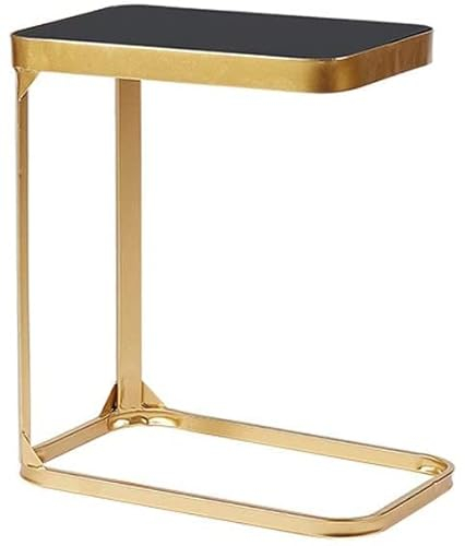 Table Basse Chambre Nordique Petite Table Table De Chevet Moderne Minimaliste en Verre Trempé Petite Table De Canapé-Lit en Fer XINYALAMP (Color : Black)