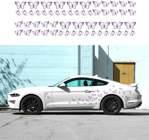 BLAJR (56PCS) Butterfly Graphic Car Sticker Waterproof Decoration Car Side Door Hood Bumper for car Truck SUV Window Laptop Kitchen Wall Vinyl Decal Sticker Accessories (Purple)