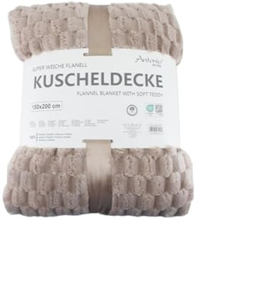 HomeRelax&Style Premium Kuscheldecke » Waffeloptik Wohndecke » Couchdecke Soft Teddy | Tagesdecke 150 x 200 cm Farbe Beige