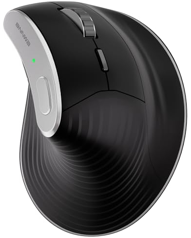 Bnnwa Ratón ergonómico Vertical inalámbrico, multidispositivo (conexión Bluetooth + 2.4G), 4 dpi Ajustables, ratón de computadora de 7 Botones para PC, computadora portátil- Negro