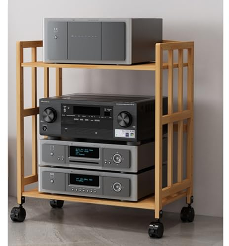Audio Rack HiFi Regal DVD-Spieler Stand Regal 50 55 60 70 80 cm, Audio Rack Tower/Holz TV Stereo Audio Schrank - Für Wohnzimmer Büro, Bewegliches Plattenspieler-Regal(Color:2 Tier 77cm(H),Size:70cm(L